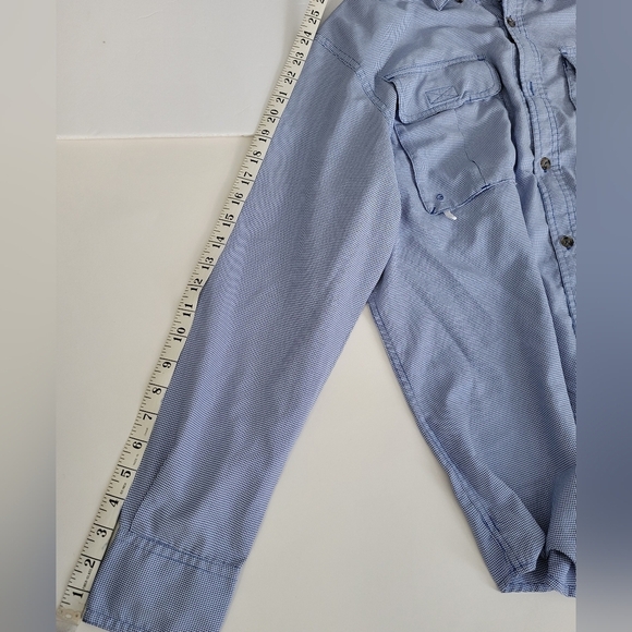 Cabela's Blue White Checkered Breathable Button-Up Long Sleeve Shirt - Picture 5 of 9